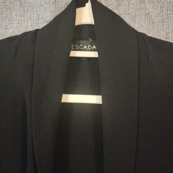 New Escada Cardigan Sweater Women Size 44 Black 100% Virgin Wool Side Slits - Picture 5 of 9